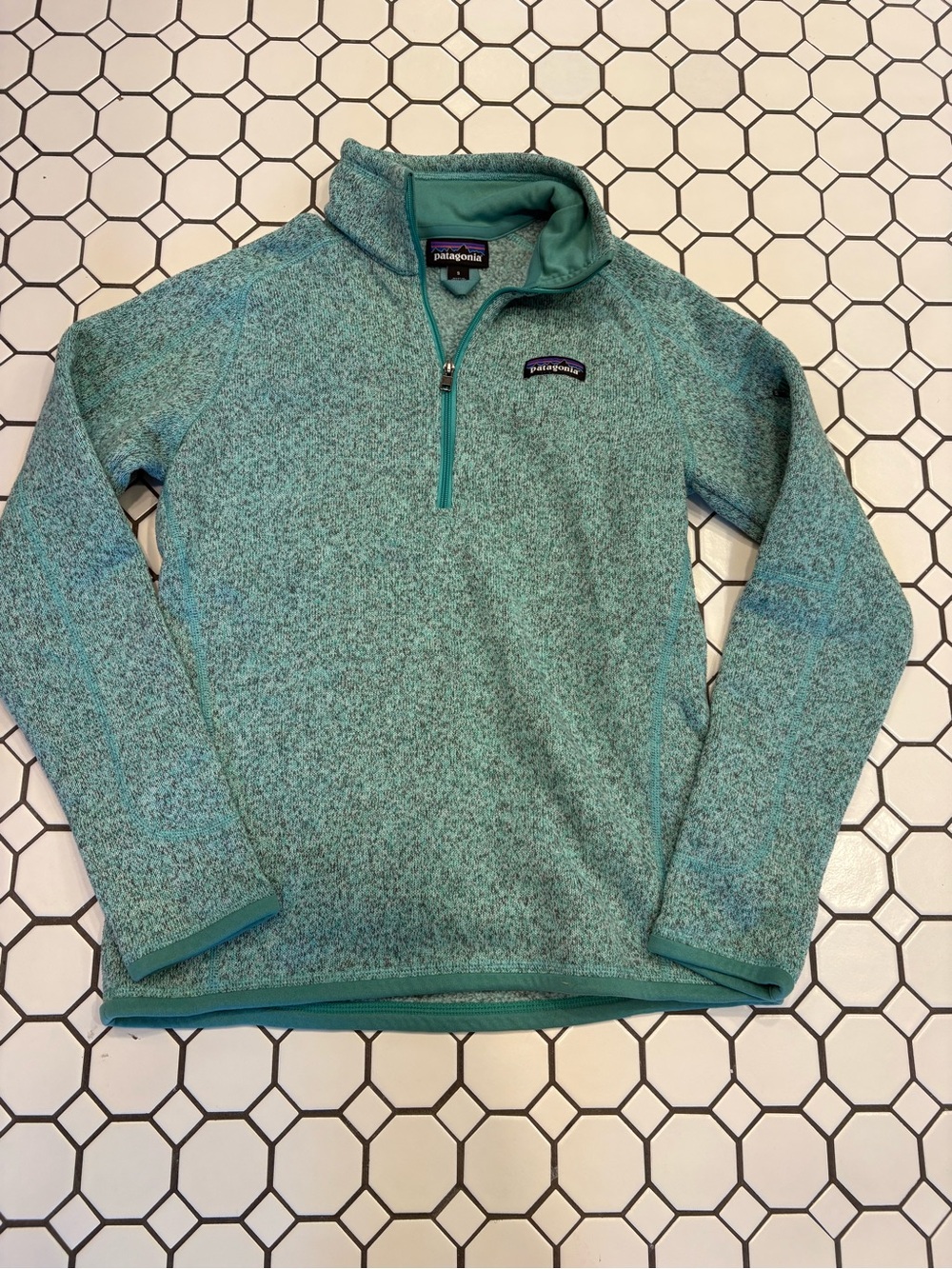 Patagonia Mint Green Fleece Quarter-Zip Pullover